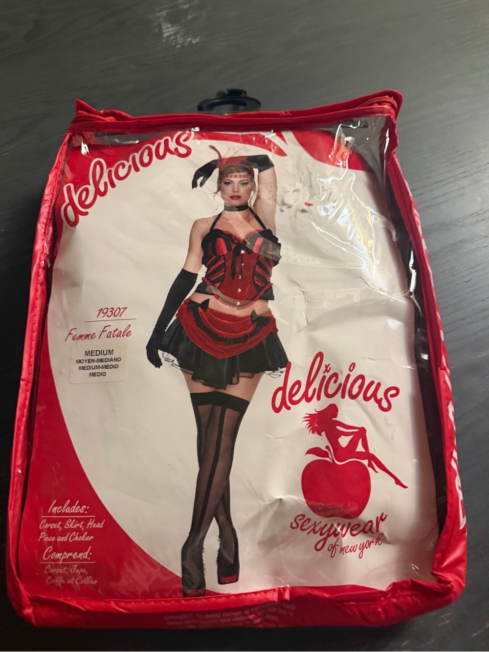 Delicious Red & Black Femme Fatale Corset Costume